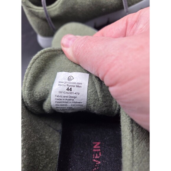 Geisswein Merino Wool Runners Men Sz 10.5 Green EU Size 44 3D Sneakers Mens Shoe